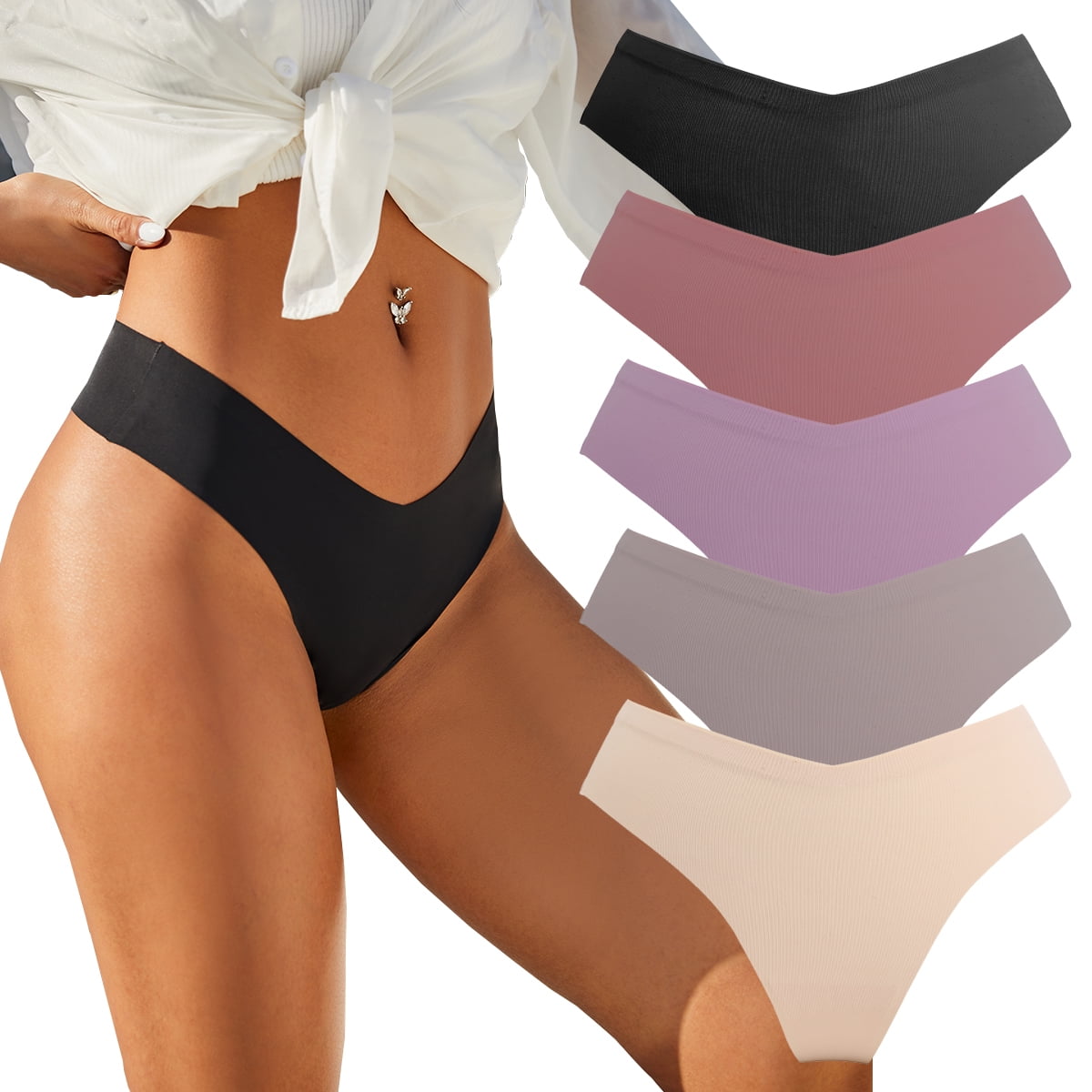 FINETOO 9 Pack Seamless Thongs for Women No Show Palestine