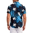 thumbnail image 4 of QHRMKOG Mens Short Sleeve Shirts Relaxed Fit Tropical Print Hawaiian Shirts Light Holiday Button Down Beach Shirts Summer Fashion Shirt Black XL, 4 of 6