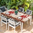 thumbnail image 2 of Valentine's Day Table Cloths for 3 Foot Rectangle Tables, Farmhouse Gnomes Love Red Rose Wooden Patio Waterproof Elastic Fitted Tablecloths, Washable Rectangular Table Cover for Camping, 2 of 8