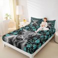 thumbnail image 3 of jejeloiu Teal Rose Cow Full Size Sheets Kids,Western Print Bed Sheets,4-Piece, 3 of 6