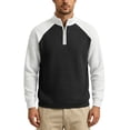thumbnail image 5 of TOUMENY Men Half Zip Sweater Stand Collar Long Sleeve Color Block Casual Loose Pullover Fall Winter Fashion Knit Tops Black L, 5 of 7