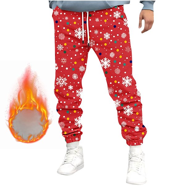 Pantalones largos para hombre, pantalones deportivos ajustados para correr, pantalones deportivos con cordón, pantalones con estampado navideño, pantalones para hombre