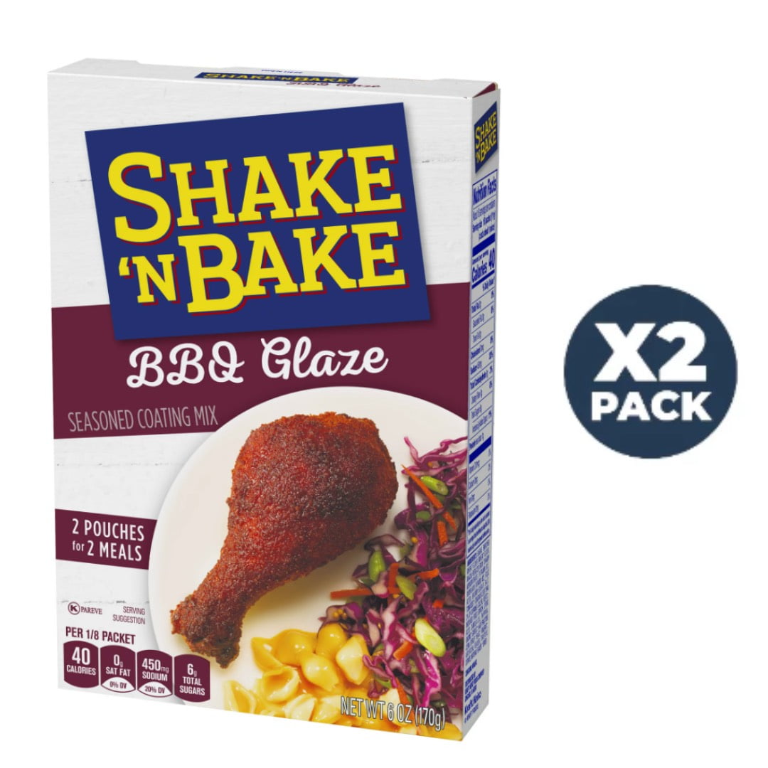 Shake 'N Bake BBQ Glaze Seasoned Coating Mix, 6 oz Box, 2 ct Packets