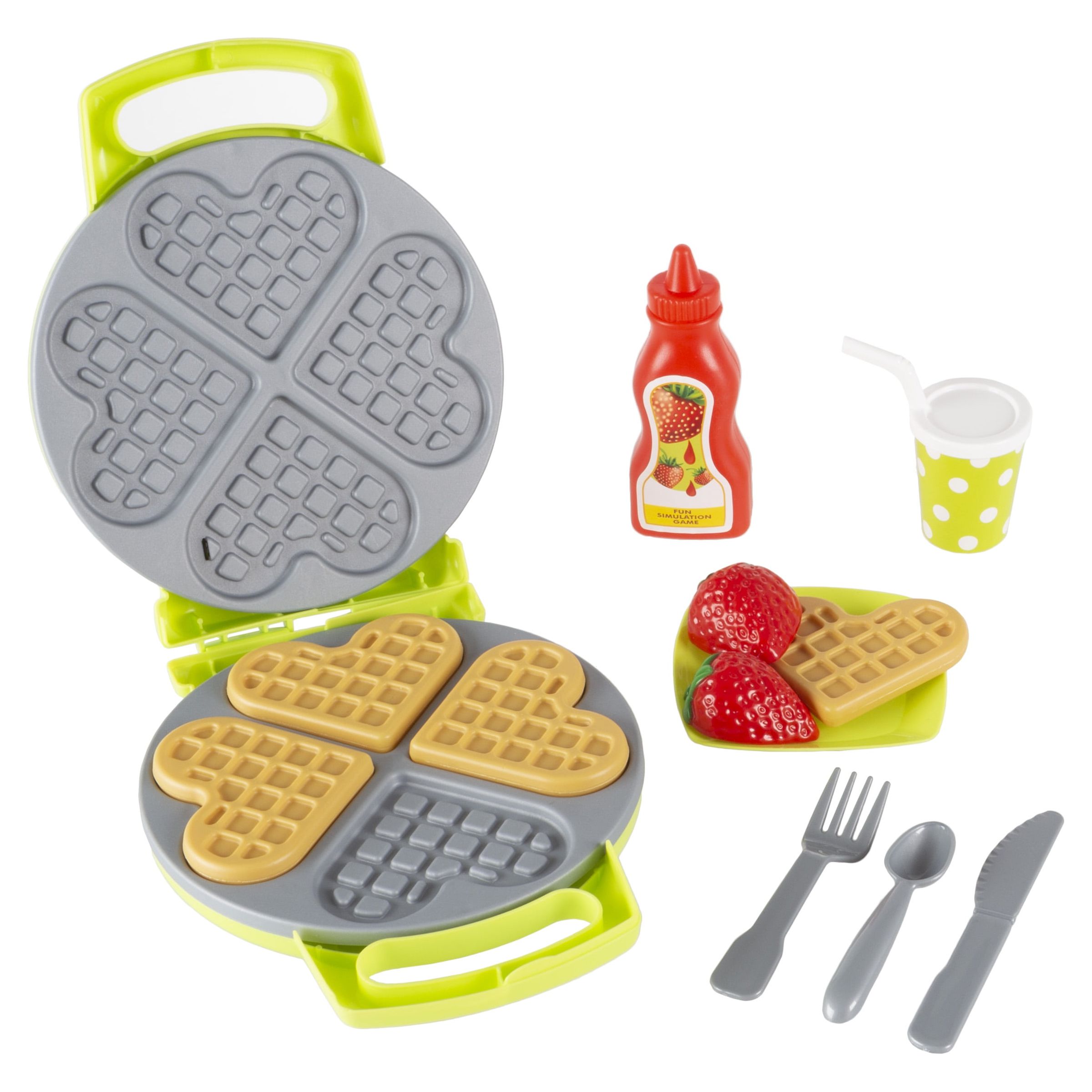 Kids Toy Waffle Iron Set with Music and Lights - Fun Pretend Play Waffle Making Kit by Hey! Play! - image 3 of 7