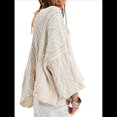 thumbnail image 1 of Suéteres Cortos de Punto para Mujer, de Gran Tamaño, con Mangas 3/4 y Cuello Redondo, Informales, para Otoño. Albaricoque M, 1 of 7