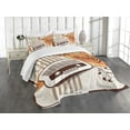 thumbnail image 3 of Ambesonne Retro Quilted Bedspread Set 3 Pcs, Party Art with Old Radio, Queen Size, Orange Dark Brown Beige, 3 of 5