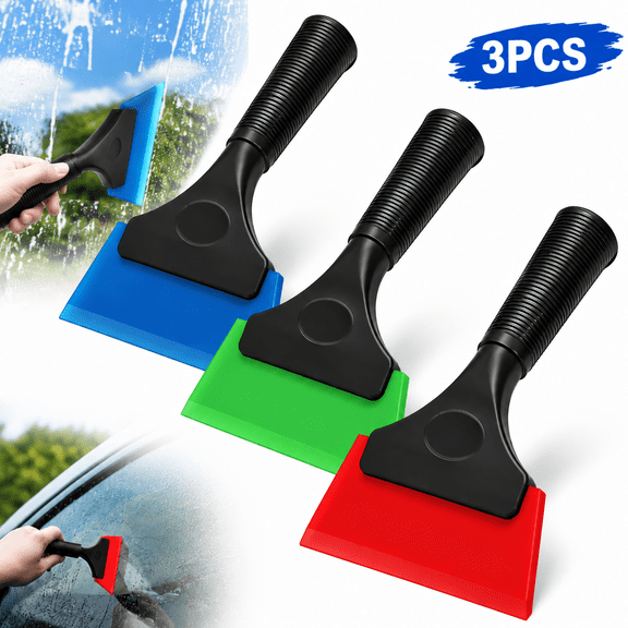 Emlimny 3 Pack Window Tint Squeegee, 5 Inch Auto Water Blade Wiper with No-Slip Handle, for Car Windshield Windows, Mirrors, Glass Doors & Shower Walls – Blue, Green, Red