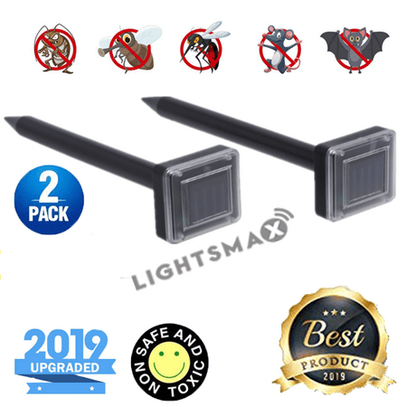 Gopher Pest Control - 2018 NEW LIGHTSMAX Mole Repellent - Solar Powered Outdoor Lawn Garden Pest Control - Rodent Repellent Ultrasonic Pest Repeller – Gopher Vole Deterrent Chaser Spike