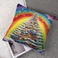 thumbnail image 7 of Ullo0ord 3D Painting Pack of 2 Decorative Pillowcases Super Soft Christmas Tree Throw Pillow Covers Modern Farmhouse Rustic Cushion Cover for Sofa Couch Bed  22x22in, 7 of 7