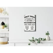 Bathroom Canvas Wall Art Rustic Funny Toilet Rules Wall Decor Prints Sign Wood Background Bath Room Picture Artwork Modern Home Decor Size 12 X 16 inch Framed Ready to Hang