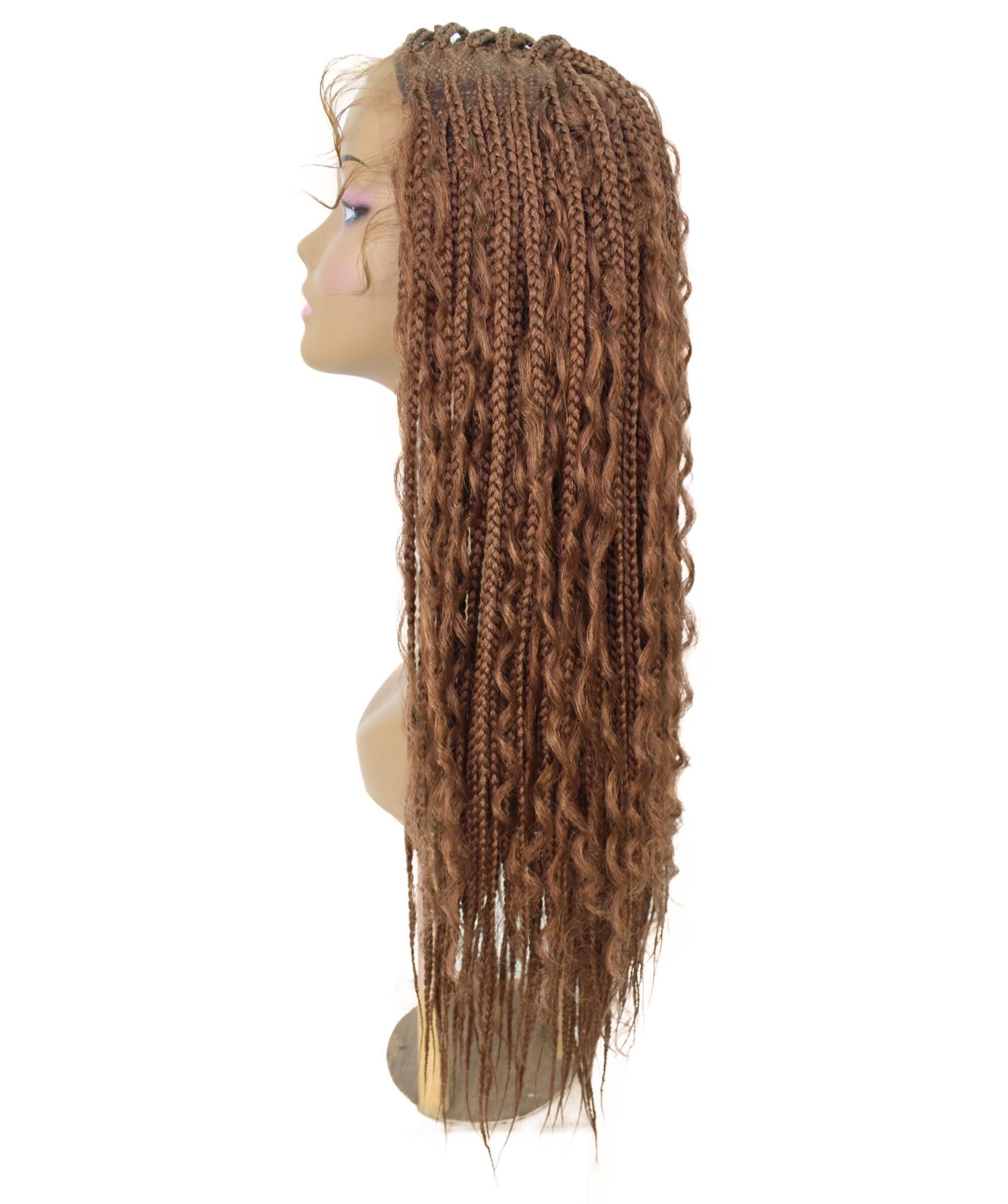 LUXLUXE Hailey Curly Braided 30 in Long Braided Adult Women Wig, Beauty Heat Resistant Fiber, Copper Blonde Color
