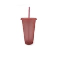 thumbnail image 1 of Advancent Vaso para beber con tapa y pajita Botella reutilizable de plástico PP PP para batido de jugo de café de bebida fría Mostrada Rosa claro 710ml Advancent HA007952-05, 1 of 5
