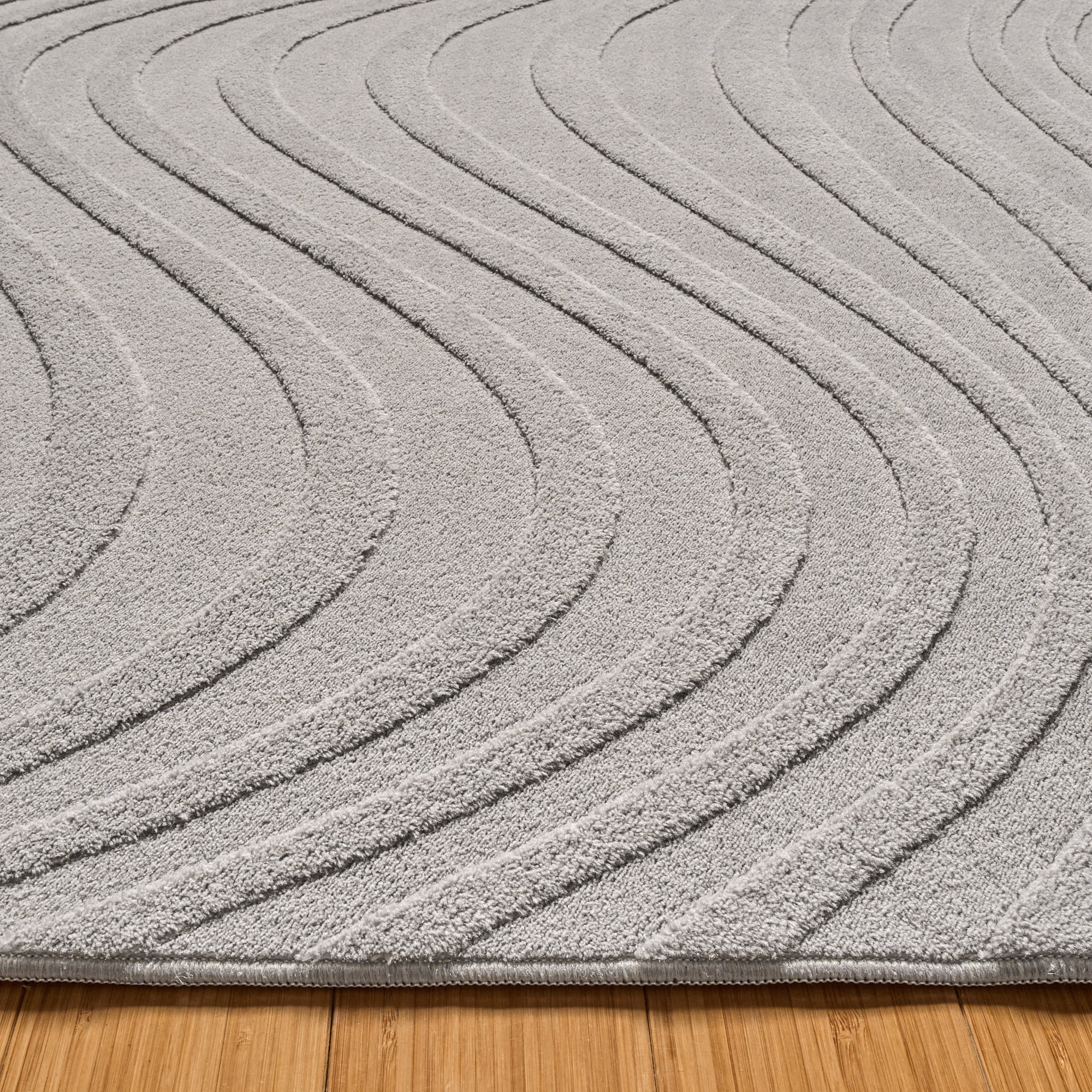 Vida Lomira Shag Striped Gray Area Rug, 5x8