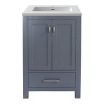 Laviva Wilson 24" Wood Cabinet with VIVA Stone Countertop in Gray/Matte White