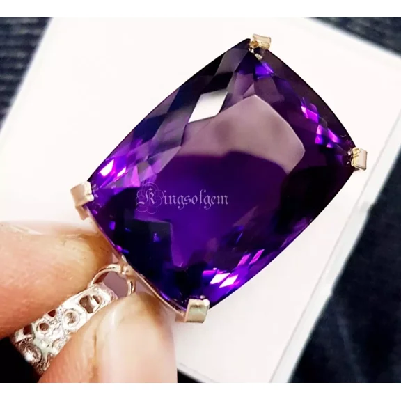 63 Carat Beautiful Purple Amethyst Cushion 925 Solid Silver Pendant Gemstone