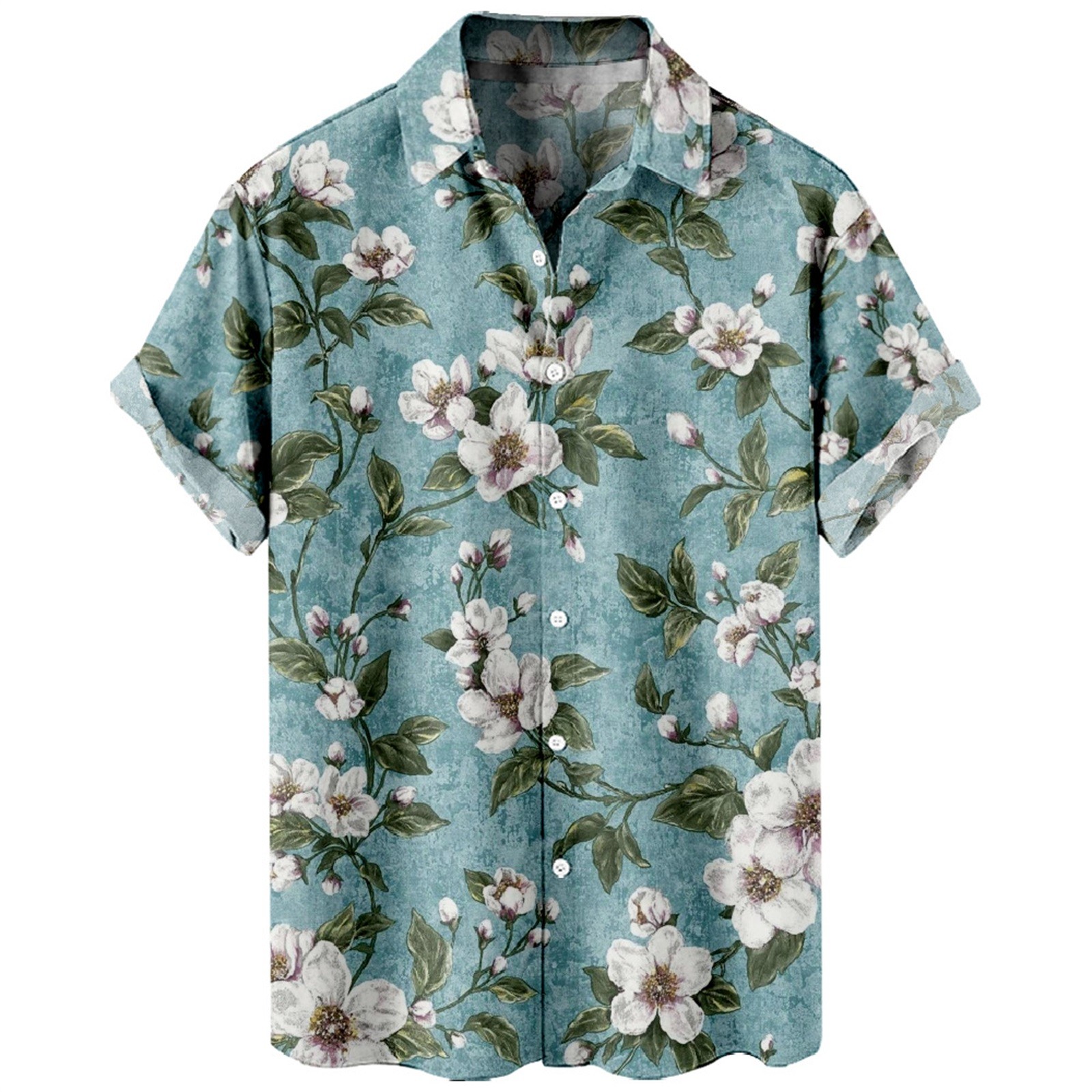 AdBFJAF Dress Shirts for Men Regular Fit Pocket Floral Print 3D Digital ...