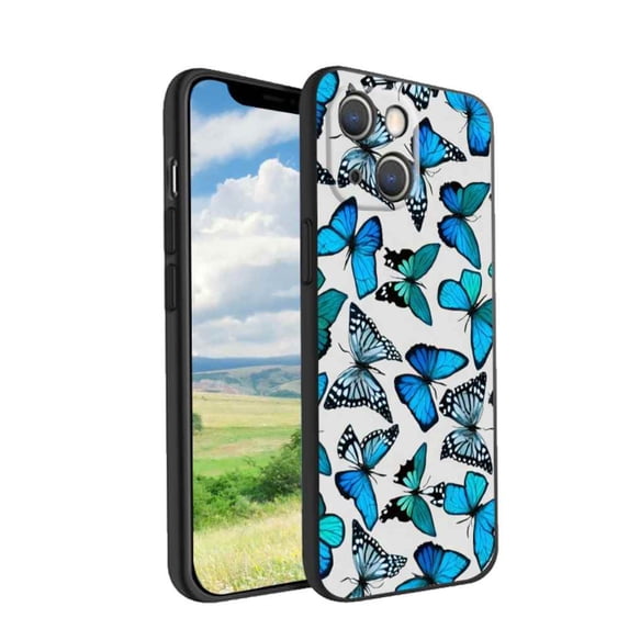 Compatible with iPhone 13 Phone Case, Butterflies2 Case Men Women, Flexible Silicone Shockproof Case for iPhone 13