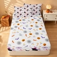 thumbnail image 4 of Homewish Cartoon Witch Cat Zipper Full Size Comforter Sets with Fitted Sheet and 2 Pillowcases for Girls, Halloween Spooky Animal Zipper Bedding Set, Pure White, Pumpkin Bat Reversible, 4 of 7