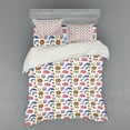 thumbnail image 2 of Nursery Duvet Cover Set, Cartoon Repetition with Lucky Elements and Animals, Bedding Set with Shams and Fitted Sheet, 3 Sizes, by Ambesonne, 2 of 3