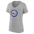 thumbnail image 2 of Women's Heather Gray Philadelphia 76ers Alternate Logo V-Neck T-Shirt, 2 of 3