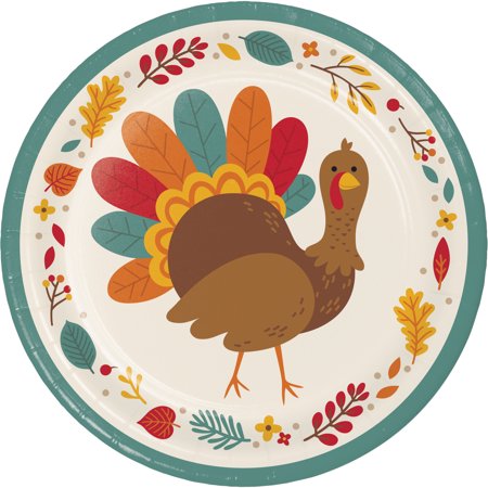 Creative Converting Thanksgiving Turkey 9" Paper Plates 24 Count
