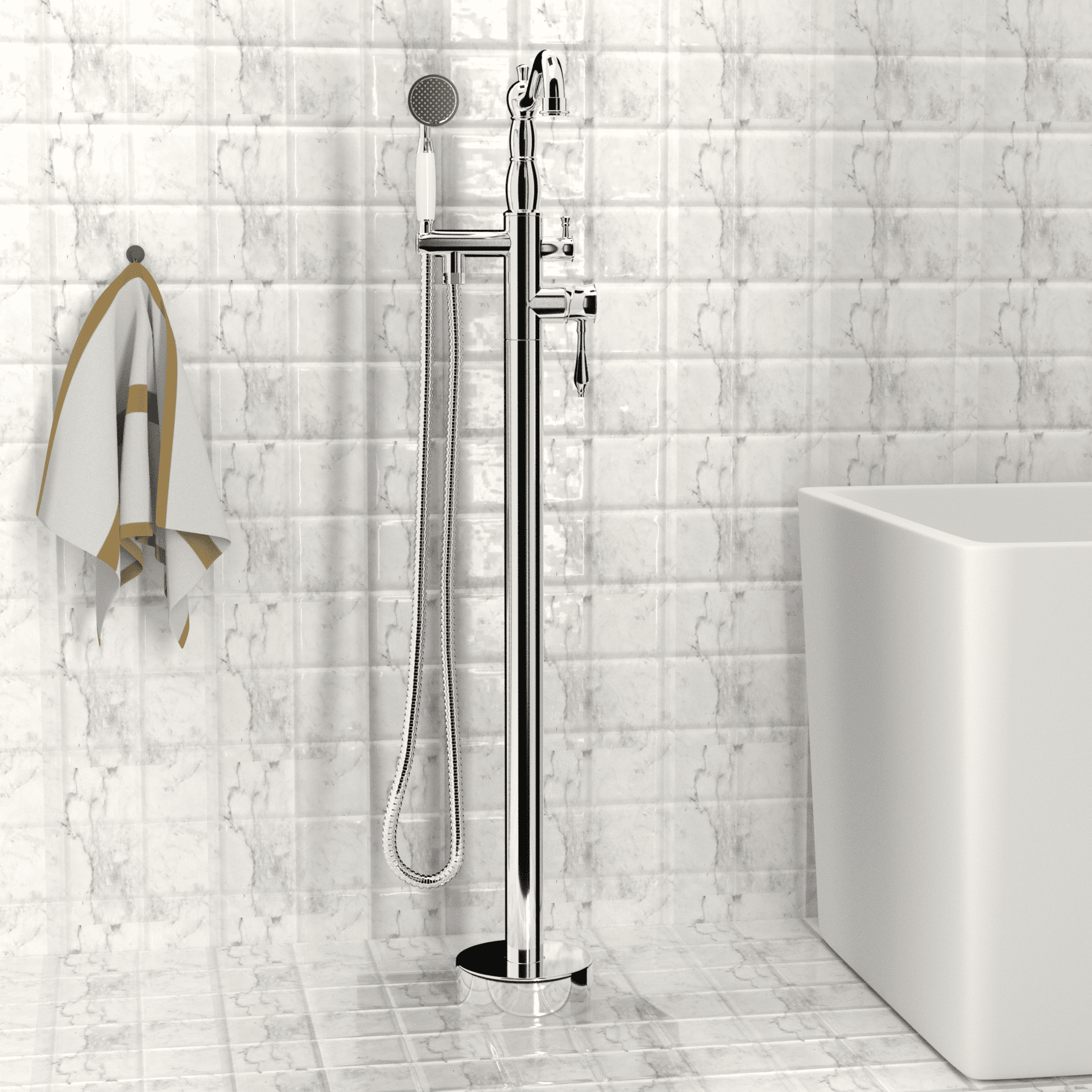 Freestanding Bathtub Faucet Tub Filler, Bathtub Faucet With Hand Held Shower