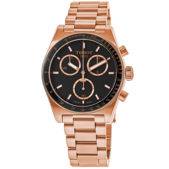 Tissot PRS 516 Chronograph Black Dial Rose Gold PVD Stainless Steel Men's Watch T149.417.33.051.00