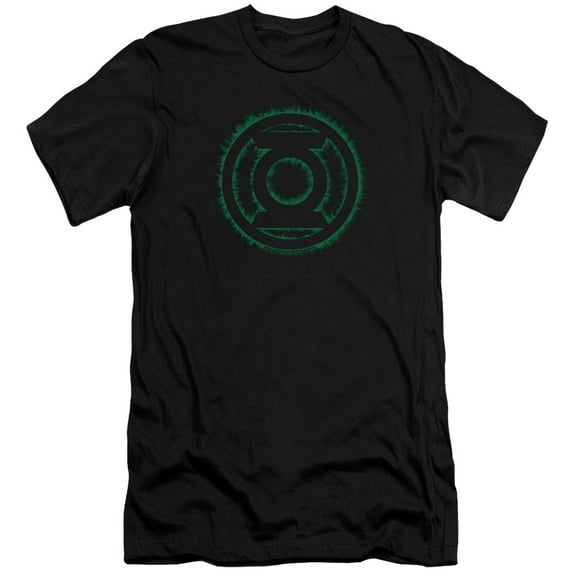 Green Lantern Green Flame Logo Premium Canvas Adult Slim Fit 30/1 T-Shirt Black