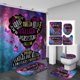 thumbnail image 1 of Juego de 4 cortinas de ducha para niña negra, diseño de mariposas azules y moradas con motivos afroamericanos, decoración de baño para mujer negra afroamericana, cortina de ducha de tela impermeable,, 1 of 7