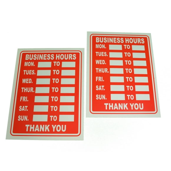 Lot of 2 Plastic 9" x 12" Business Hours Sign Store Restaurant Window Open Close