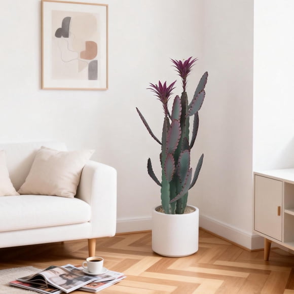 QinaQin Artificial Cactus Plant in Planter, Tall Faux Desert Cacti with Realistic Texture for Home or Office