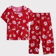 thumbnail image 2 of ZZwxWA Summer Set for Women 2025 Trendy Floral Print Fashion Cotton Linen Summer Two-Piece Suit Pajamas Silk Comfortable Breathable Button Down Oversize Casual Sets Short Sleeve Outfits Red XL, 2 of 6