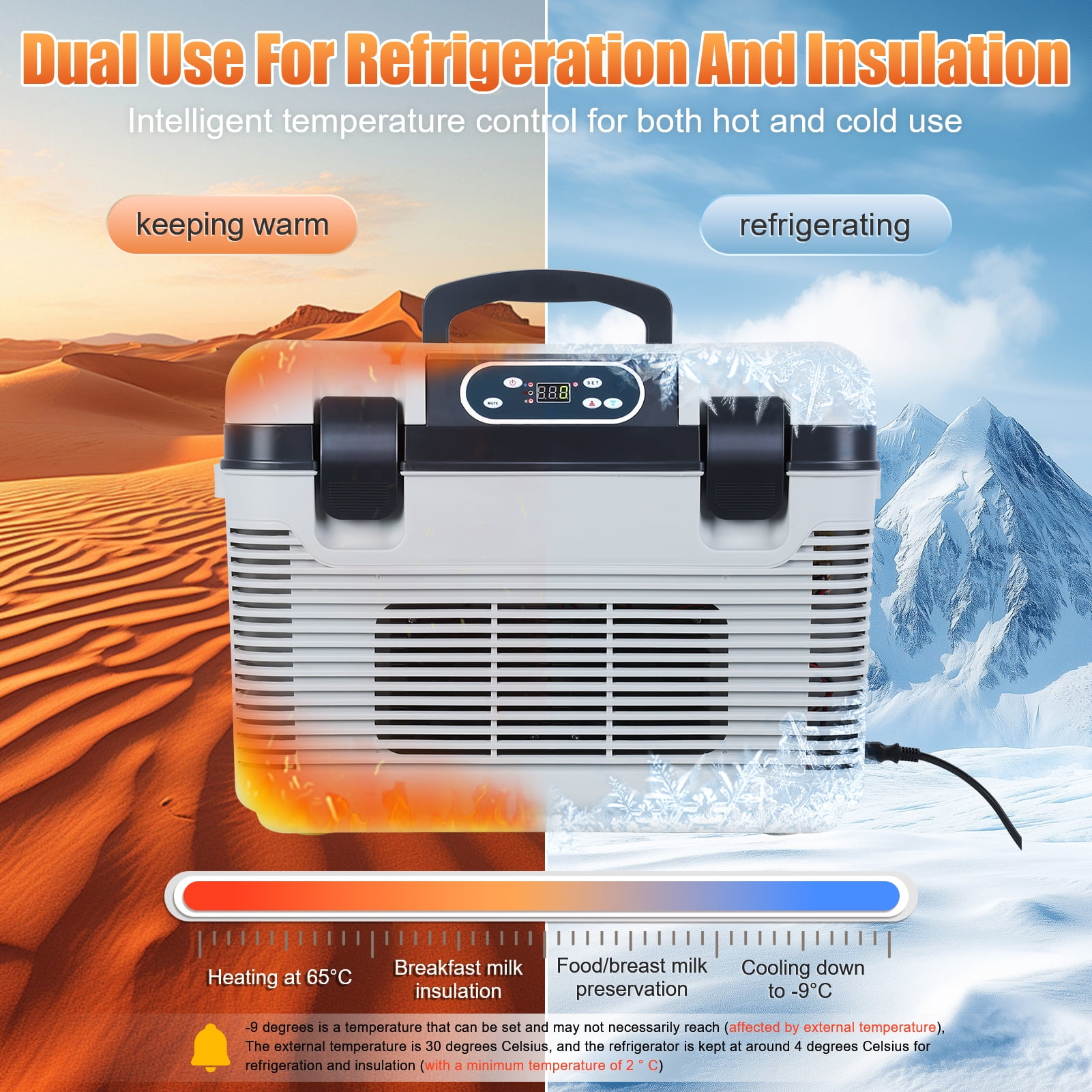 19L Large Capacity Car Refrigerator with Digital Display, Low Noise Mini Car Fridge Temperature Adjustable, 12/24V Wide Application Beverage Cooler Car Fridge