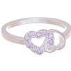 Light Purple Crystal Swarovski 18kt White Gold-Plated Sterling Silver Kids' Heart Ring