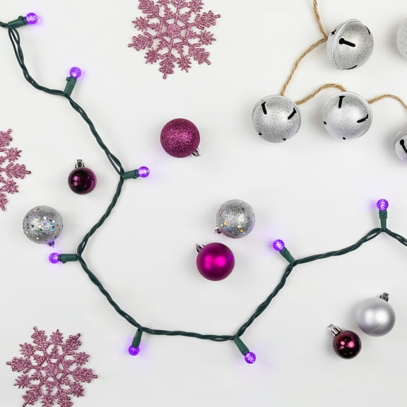 Northlight LED G12 Berry Faceted Christmas Lights - Purple - 15.9' Green Wire - 50ct