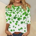 thumbnail image 1 of Xuyuer St. Patrick's Day Womens Fashion 3/4 Sleeve Round Neck Casual Cute T Shirts Shamrock Printed Graphic Tunic Blouses Tee Casua Basic Business Work Tops, 1 of 5