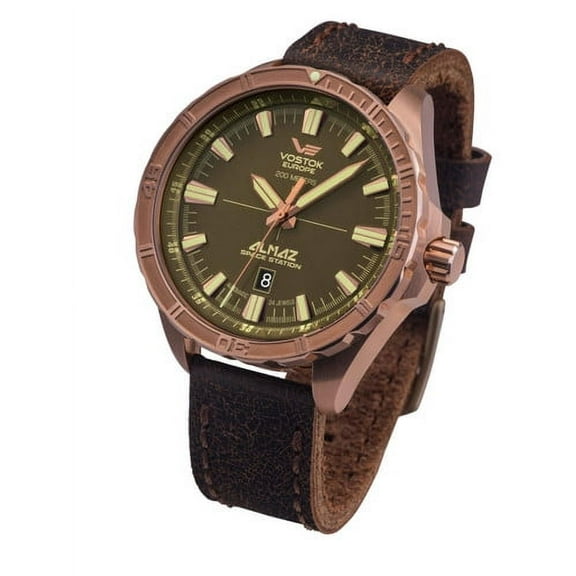 Vostok-Europe Almaz Bronze Automatic Leather Strap Watch NH35A/320O516