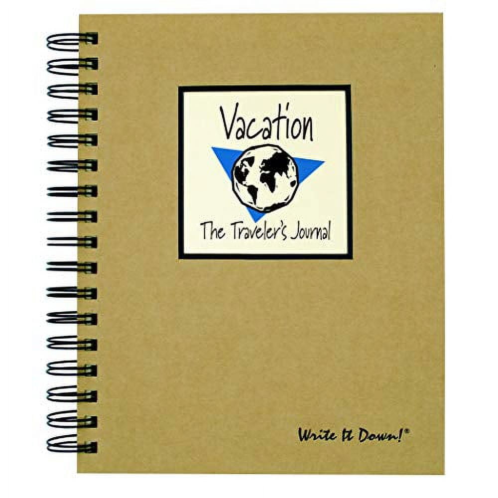 Journals Unlimited Write it Down! Series Guided Journal Vacation The Traveler s Journal (Globe) with a Kraft Hard Cover Made of Recycled Materials 7.5”x9”