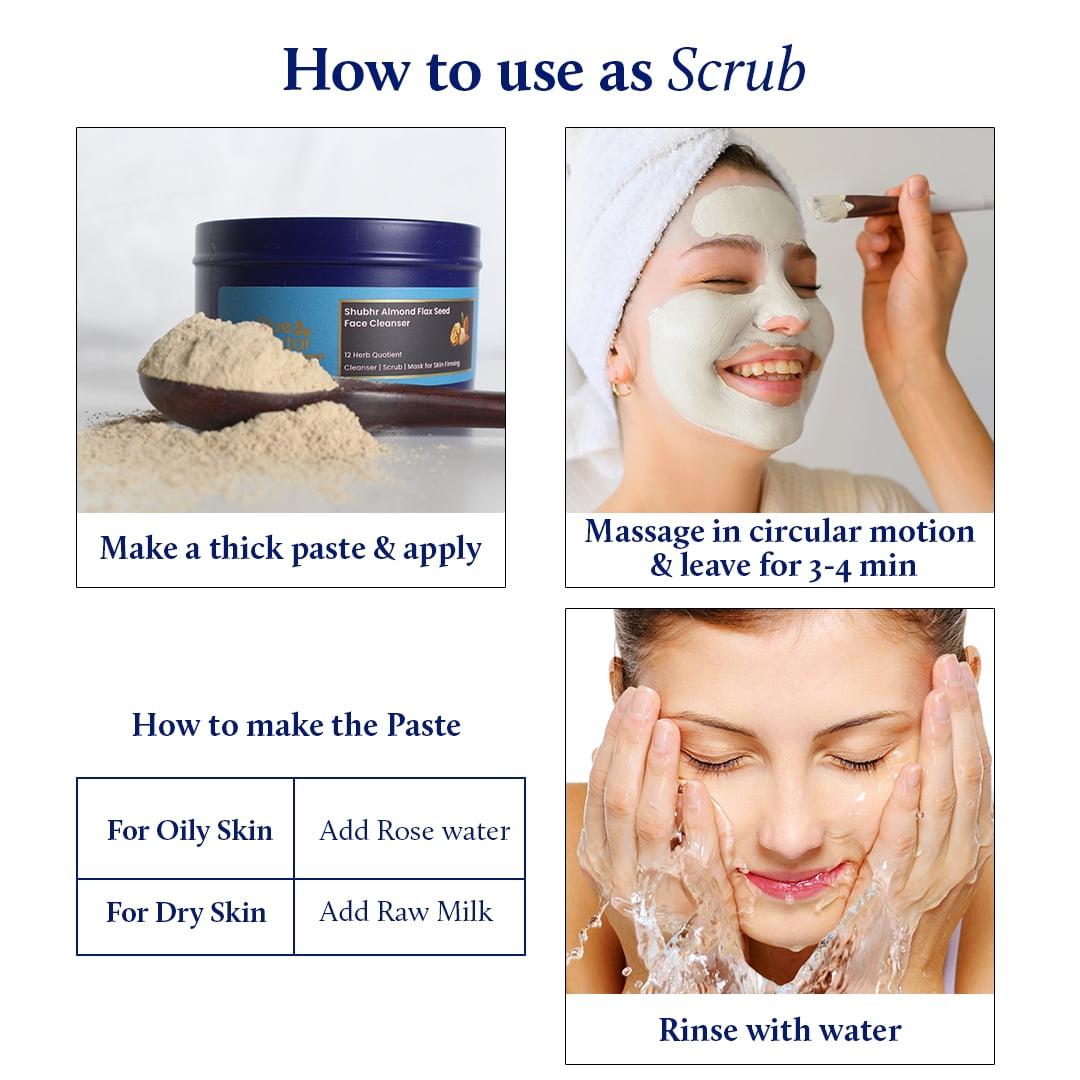Blue Nectar Shubhr Almond  Flax Seed Powder Face Cleanser - 100 gms