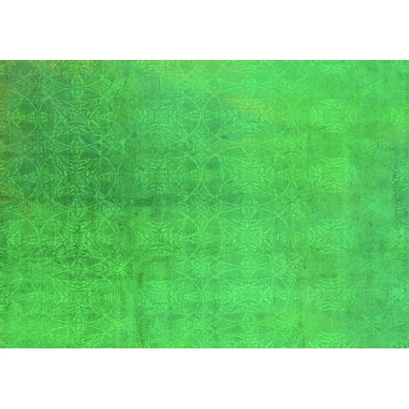 Ahgly Company Indoor Rectangle Oriental Green Industrial Area Rugs, 5' x 8'