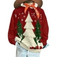 thumbnail image 4 of Women and Men Christmas Tops Christmas Tree Sweaters Printed Knit Shirts Fleece Thicken Sweatshirt Merry Christmas Pullover Christmas Couple Outfits, 4 of 9