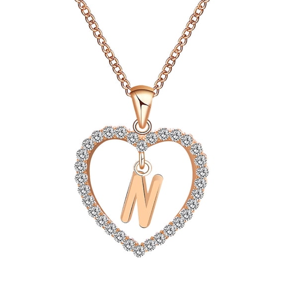 Personalized Name Necklace, Gaqring Elegant Custom 26 Letter Pendant Jewelry, Alloy Plated Women's Gift Chain with Crystal Heart Charm