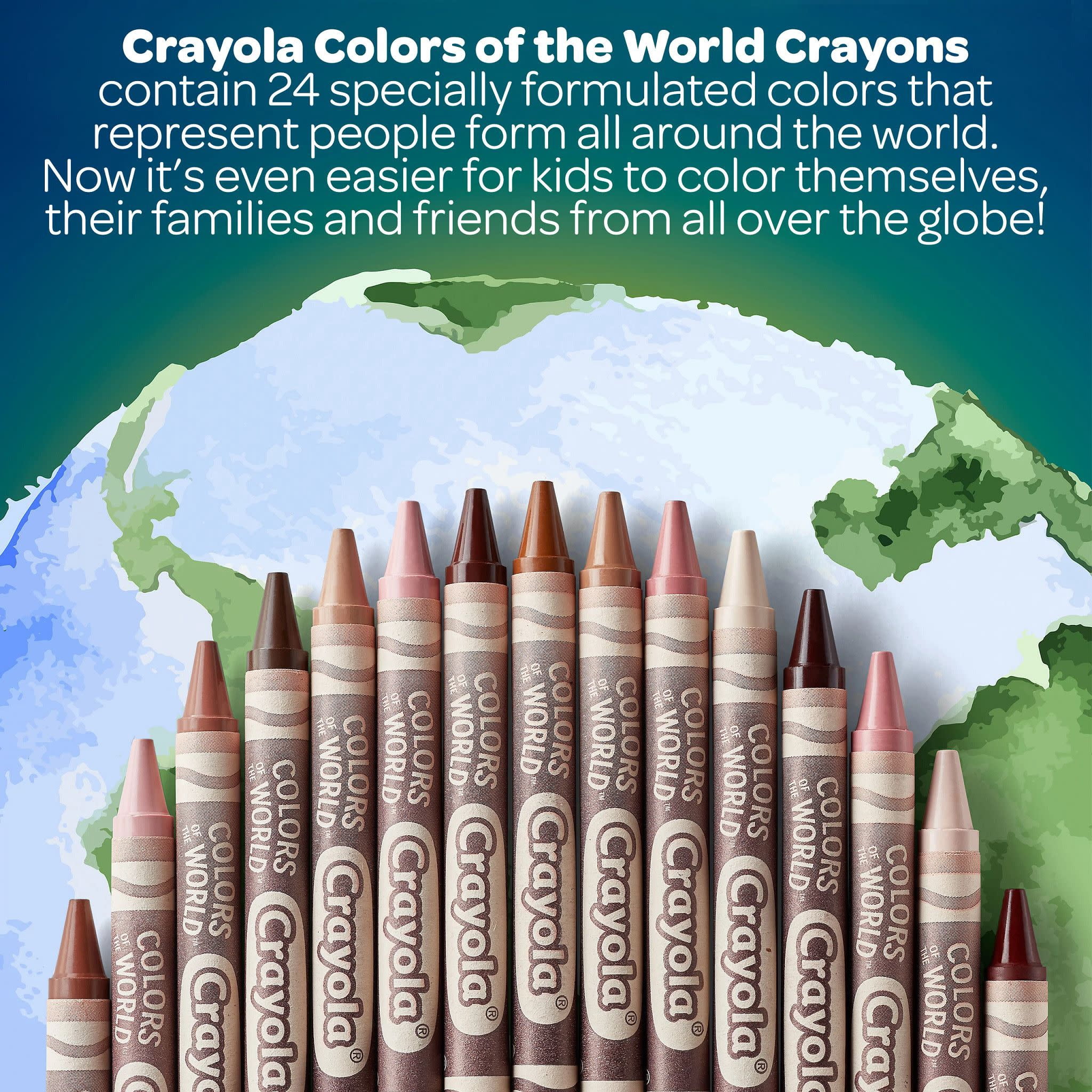 Crayola Colors of the World Crayons, 24 Ct, Back to School Supplies, Teacher Supplies, Child