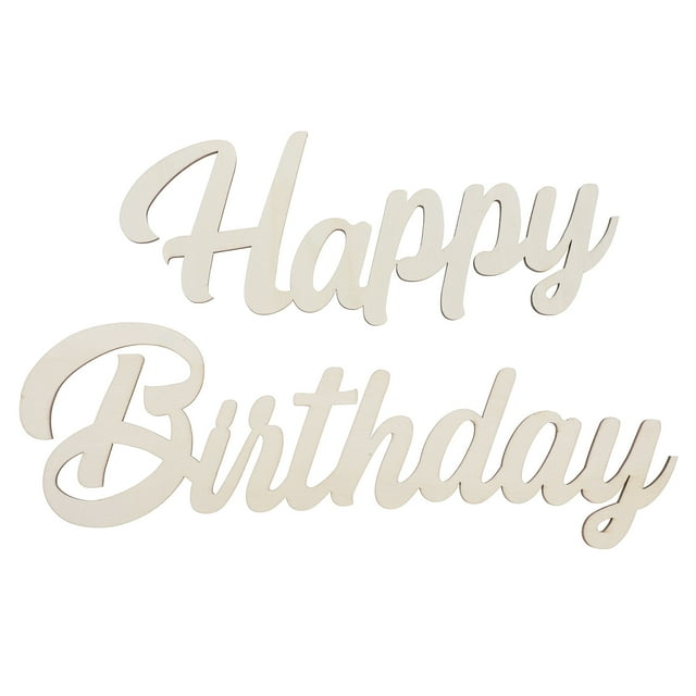 1 juego de letrero de madera de feliz cumpleaños para decoración de pared Un set de dos placas de madera color caqui con diseño en tipografía script que dicen “Happy” (30×7.5×0.4 cm) y “Birthday” (23×8.5×0.4 cm), superficie lijada y bordes sin rebabas, ligero y fácil de colgar; adecuado también para sesiones de fotografía o manualidades.