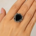 thumbnail image 2 of SATYAVIE JEWELLERY 925 Sterling Silver Ring Handmade Heart Gemstone Ring, Silver Black Onyx Ring, Antique Silver Statement Jewelry for Women Ring Size US 5.5, 2 of 6