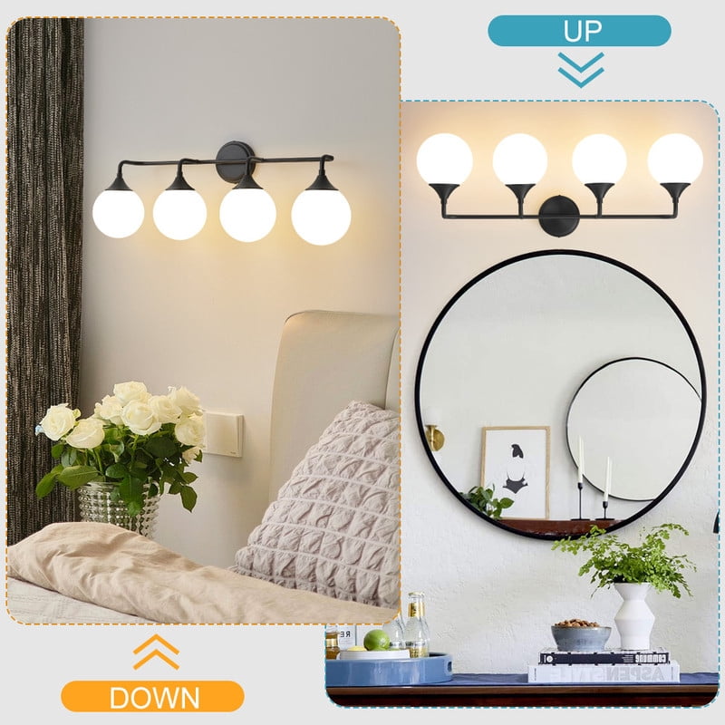 Bathroom vanity lights black 4 light modern vanity light fixtures