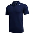 thumbnail image 3 of Coshow Mens Zipper Polo Shirt Casual Short Sleeve Knit Polo T Shirt Classic Fit Shirts, 3 of 4