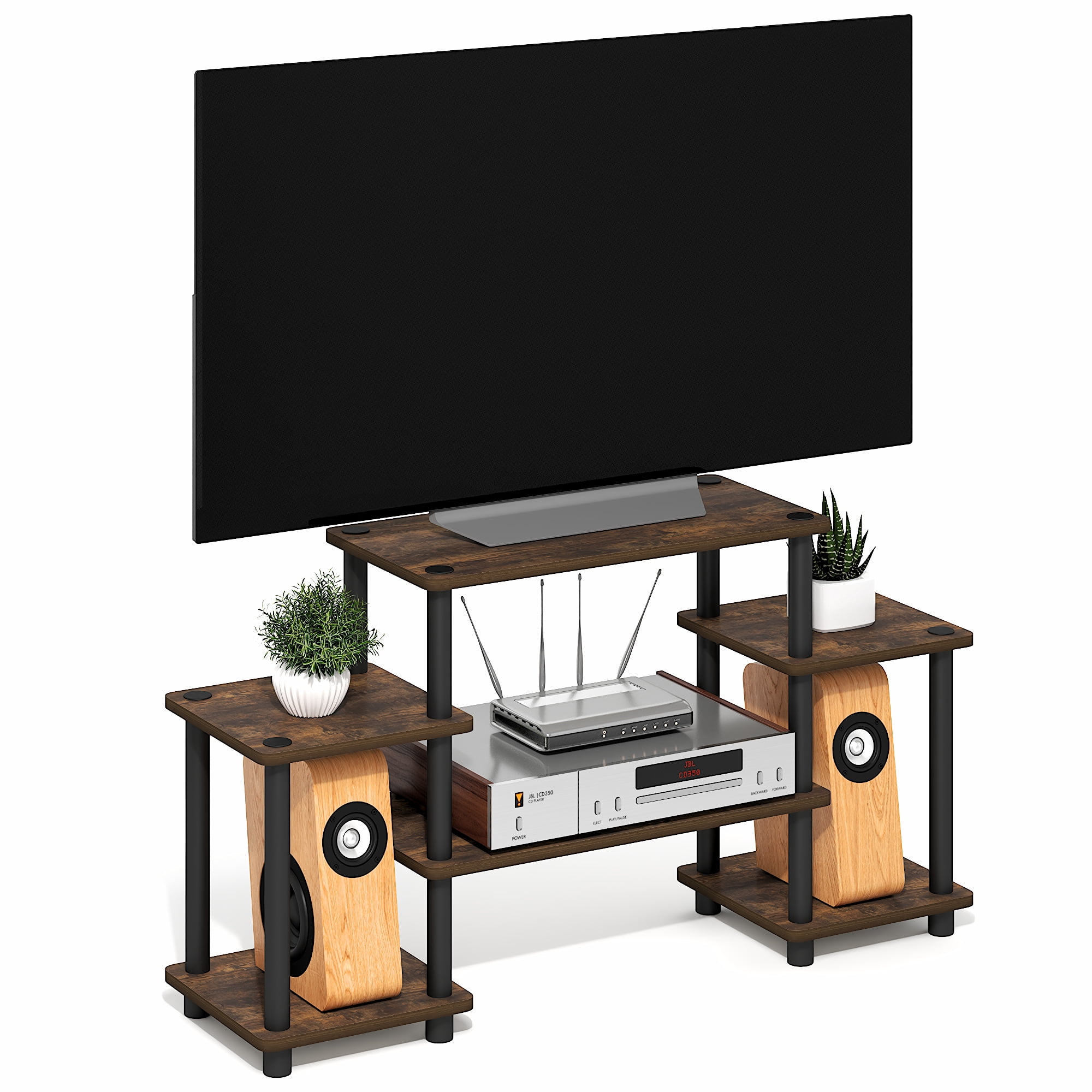 Furinno TURN-N-TUBE 6-Shelf Entertainment Center for TVs up to 32" Amber Pine