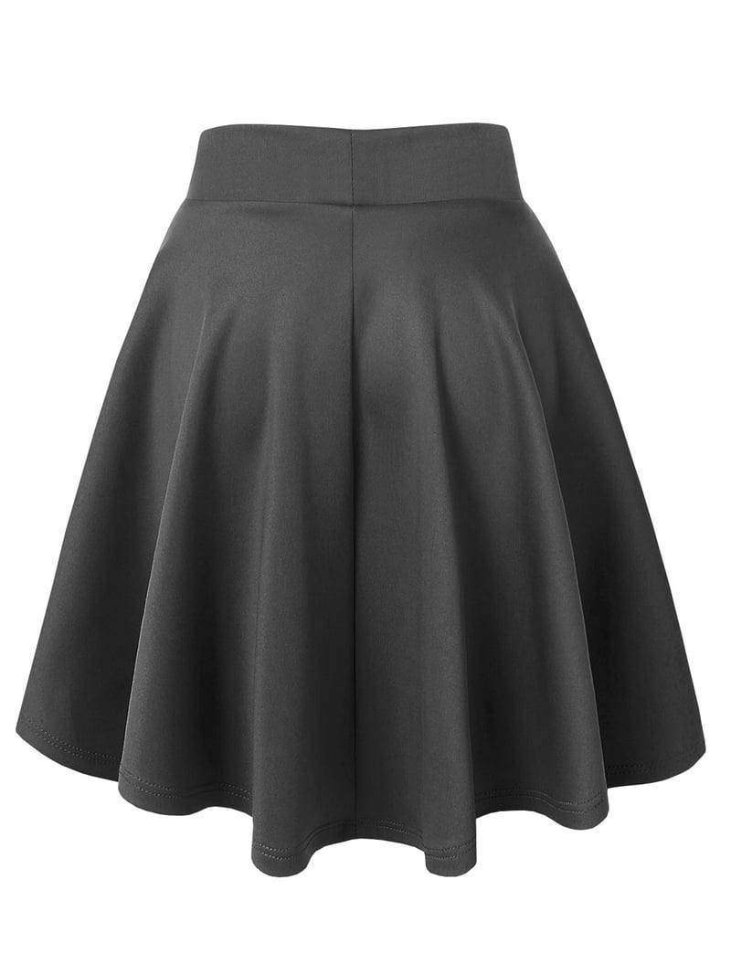 MBJ Women's Stretchy Flared Mini Skater Skirt, Charcoal, Size L
