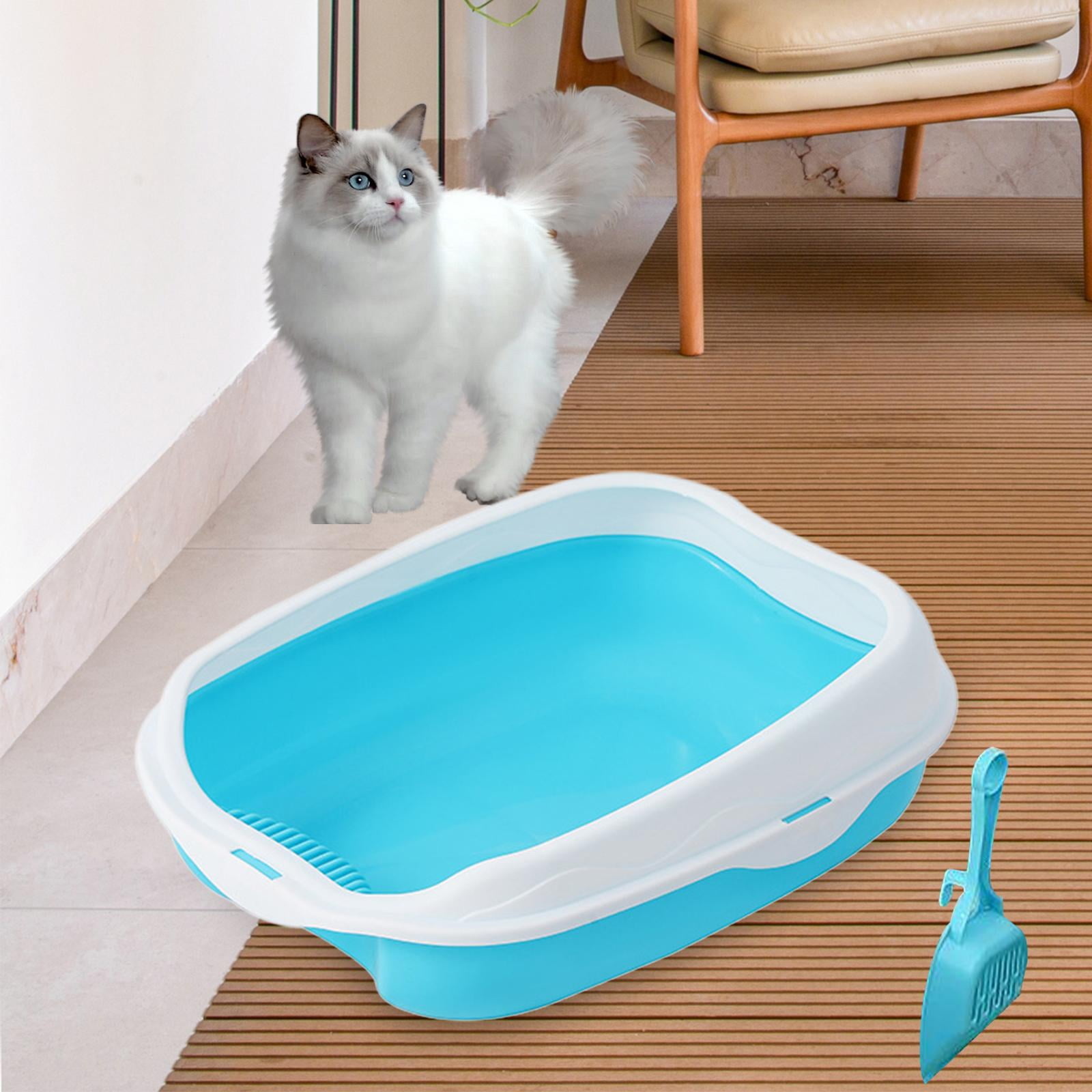 Cat Litter Box Open Top Pet Litter Tray Cat Sand Box Container Semi